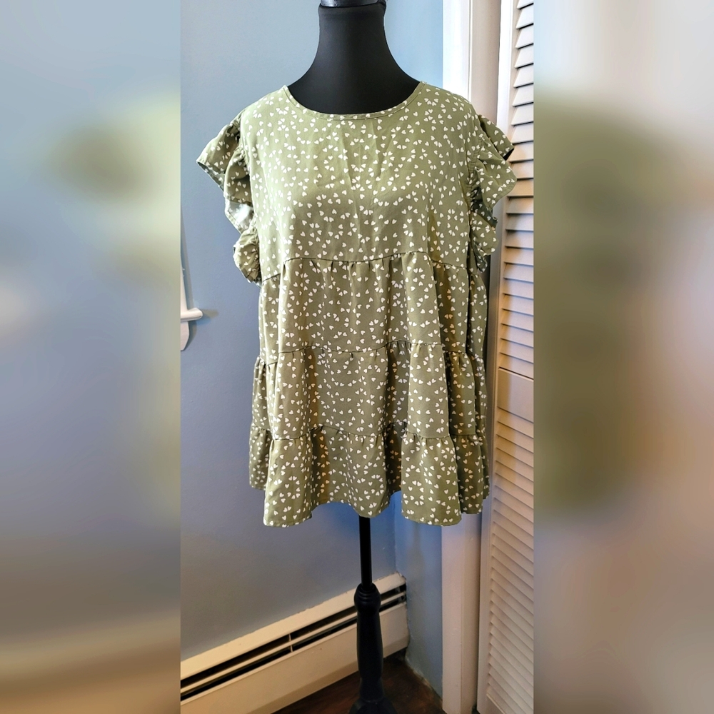 Valentines Day Heart print babydoll blouse